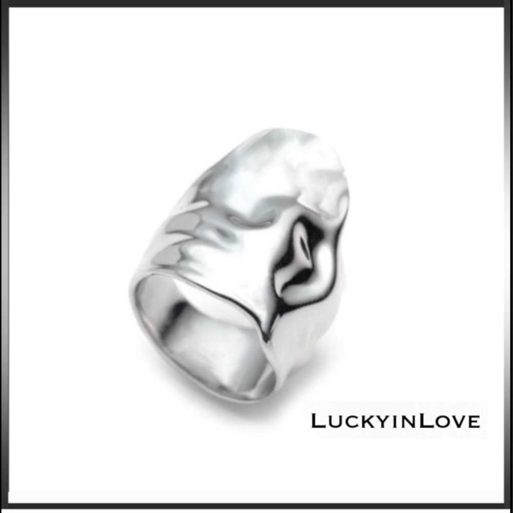 ALEXIS BITTAR • Liquid Molten Silver Crumpled Asymmetrical Ring